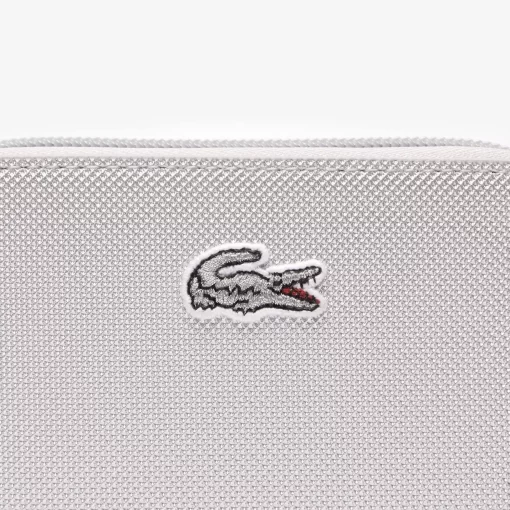 Lacoste Geldbörsen & Kleinlederwaren>L.12.12 Brieftasche Aus Silberfarbenem Beschichtetem Canvas. Silver C79