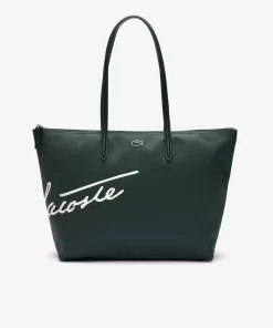 Lacoste Taschen>L.12.12 Grose Tote Bag Aus Bedrucktem Canvas Sinople Farine L67