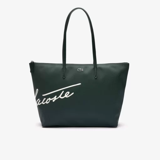 Lacoste Taschen>L.12.12 Grose Tote Bag Aus Bedrucktem Canvas Sinople Farine L67