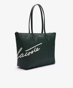 Lacoste Taschen>L.12.12 Grose Tote Bag Aus Bedrucktem Canvas Sinople Farine L67