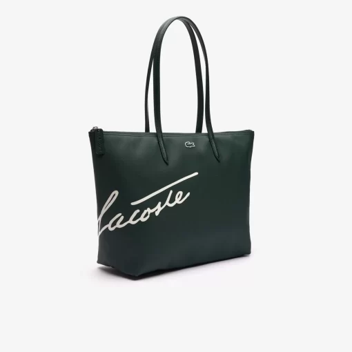 Lacoste Taschen>L.12.12 Grose Tote Bag Aus Bedrucktem Canvas Sinople Farine L67