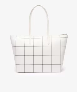 Lacoste Taschen>L.12.12 Karierte Tote Bag Aus Beschichtetem Canvas Farine Abimes M61