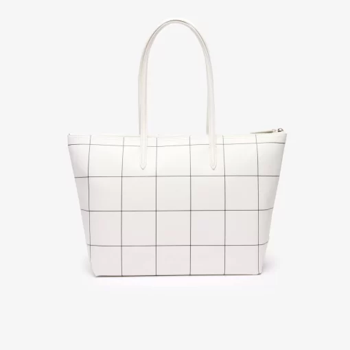 Lacoste Taschen>L.12.12 Karierte Tote Bag Aus Beschichtetem Canvas Farine Abimes M61