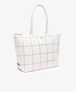 Lacoste Taschen>L.12.12 Karierte Tote Bag Aus Beschichtetem Canvas Farine Abimes M61