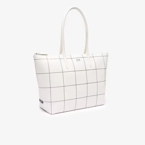 Lacoste Taschen>L.12.12 Karierte Tote Bag Aus Beschichtetem Canvas Farine Abimes M61