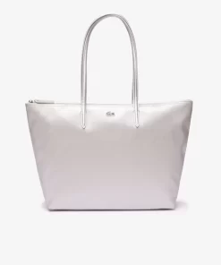 Lacoste Taschen>L.12.12 Weite Tote Bag Aus Beschichtetem Canvas Silver C79