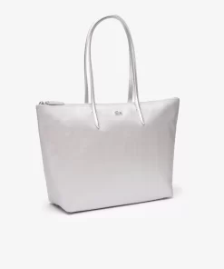 Lacoste Taschen>L.12.12 Weite Tote Bag Aus Beschichtetem Canvas Silver C79