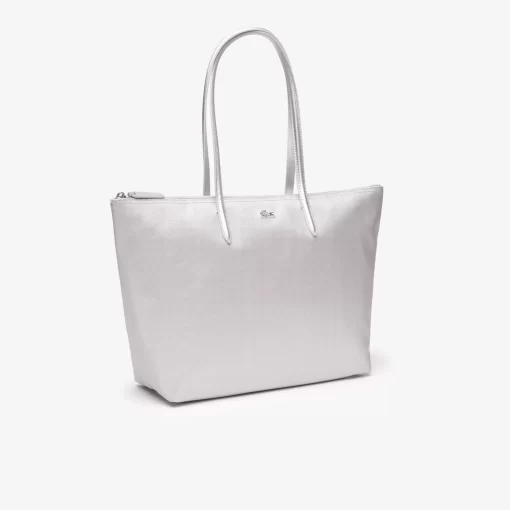 Lacoste Taschen>L.12.12 Weite Tote Bag Aus Beschichtetem Canvas Silver C79