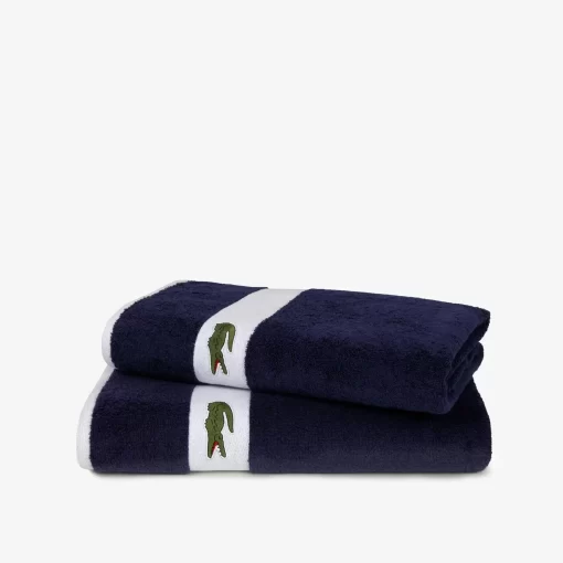 Lacoste Heimtextilien>L Casual Handtuch Mit Kontraststreifen Navy B02