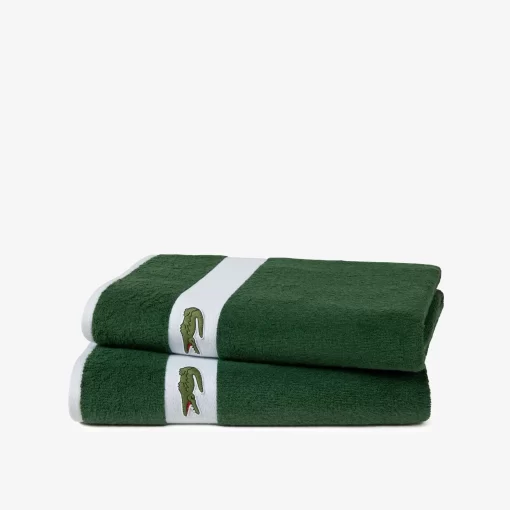 Lacoste Heimtextilien>L Casual Handtuch Mit Kontraststreifen Green G20