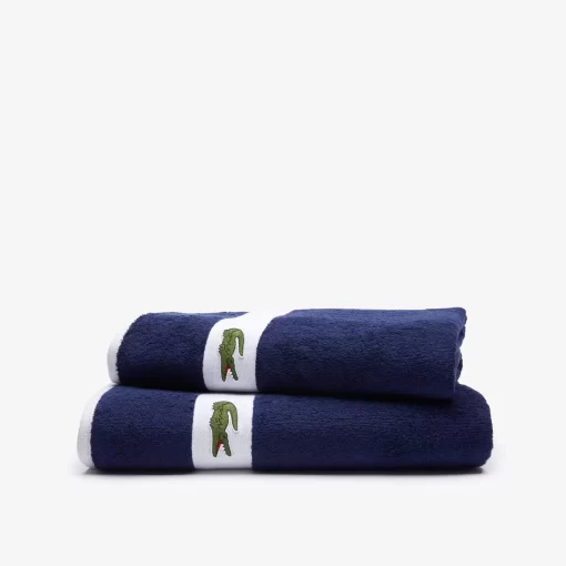 Lacoste Heimtextilien>L Casual Handtuch Mit Kontraststreifen Navy B02