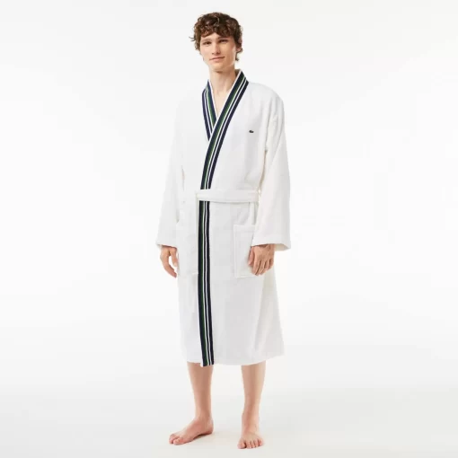 Lacoste Heimtextilien>L Club Bademantel Im Kimono-Schnitt Mit Trikolor-Band White N01