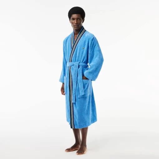 Lacoste Heimtextilien>L Club Bademantel Im Kimono-Schnitt Mit Trikolor-Band Blue 002