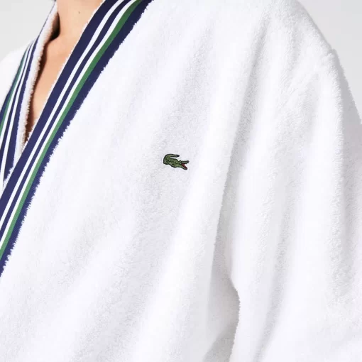 Lacoste Heimtextilien>L Club Bademantel Im Kimono-Schnitt Mit Trikolor-Band White N01