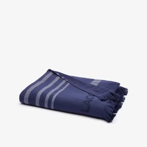 Lacoste Heimtextilien>L Rythme Fouta Aus Gestreiftem Baumwoll-Jacquard Navy B02