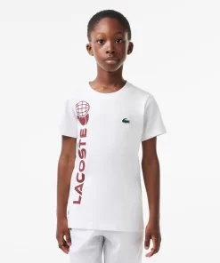 Lacoste Jungenkleidung> Baumwoll-Jersey Tennis T-Shirt Weis 001