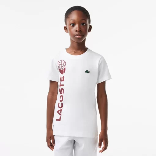 Lacoste Jungenkleidung> Baumwoll-Jersey Tennis T-Shirt Weis 001