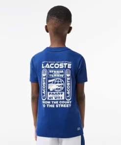 Lacoste Jungenkleidung> Baumwoll-Jersey Tennis T-Shirt Navy Blau F9F