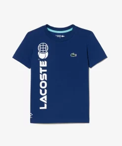 Lacoste Jungenkleidung> Baumwoll-Jersey Tennis T-Shirt Navy Blau F9F