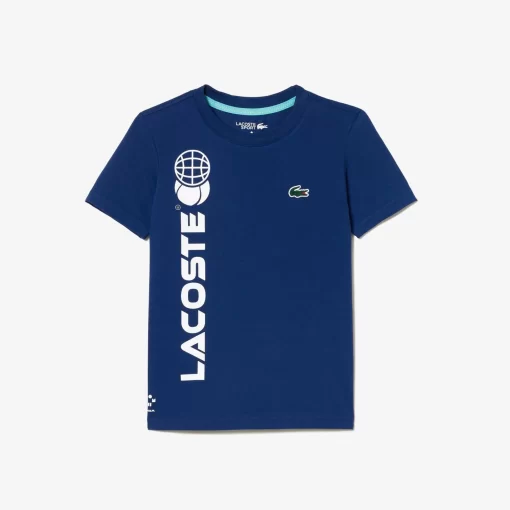 Lacoste Jungenkleidung> Baumwoll-Jersey Tennis T-Shirt Navy Blau F9F