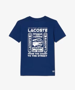 Lacoste Jungenkleidung> Baumwoll-Jersey Tennis T-Shirt Navy Blau F9F