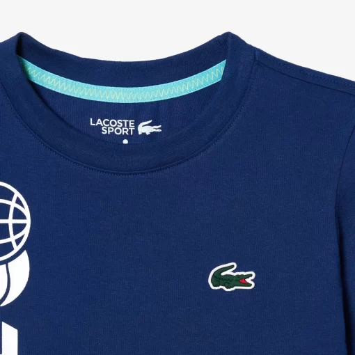 Lacoste Jungenkleidung> Baumwoll-Jersey Tennis T-Shirt Navy Blau F9F