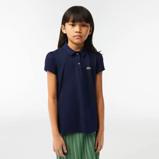 Lacoste Mädchenkleidung> Madchen-Poloshirt Aus Mini-Pique Mit Verspieltem Kragen Navy Blau 166