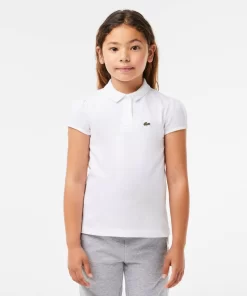 Lacoste Mädchenkleidung> Madchen-Poloshirt Aus Mini-Pique Mit Verspieltem Kragen Weis 001