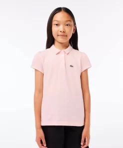 Lacoste Mädchenkleidung> Madchen-Poloshirt Aus Mini-Pique Mit Verspieltem Kragen Hellrosa T03