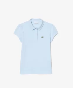 Lacoste Mädchenkleidung> Madchen-Poloshirt Aus Mini-Pique Mit Verspieltem Kragen Hellblau T01