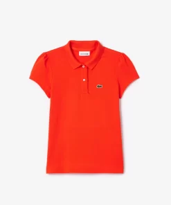 Lacoste Mädchenkleidung> Madchen-Poloshirt Aus Mini-Pique Mit Verspieltem Kragen Orange Sji