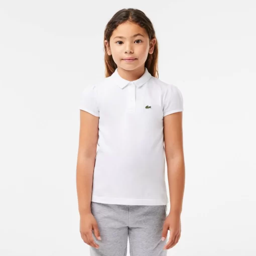 Lacoste Mädchenkleidung> Madchen-Poloshirt Aus Mini-Pique Mit Verspieltem Kragen Weis 001