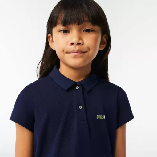 Lacoste Mädchenkleidung> Madchen-Poloshirt Aus Mini-Pique Mit Verspieltem Kragen Navy Blau 166