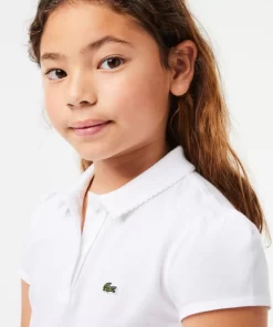 Lacoste Mädchenkleidung> Madchen-Poloshirt Aus Mini-Pique Mit Verspieltem Kragen Weis 001