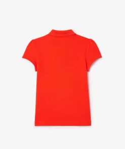 Lacoste Mädchenkleidung> Madchen-Poloshirt Aus Mini-Pique Mit Verspieltem Kragen Orange Sji