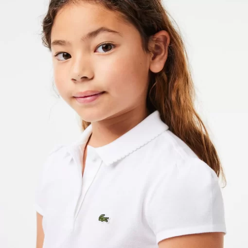 Lacoste Mädchenkleidung> Madchen-Poloshirt Aus Mini-Pique Mit Verspieltem Kragen Weis 001