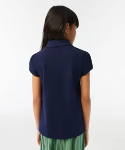 Lacoste Mädchenkleidung> Madchen-Poloshirt Aus Mini-Pique Mit Verspieltem Kragen Navy Blau 166