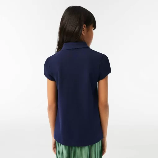 Lacoste Mädchenkleidung> Madchen-Poloshirt Aus Mini-Pique Mit Verspieltem Kragen Navy Blau 166