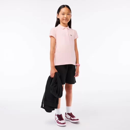 Lacoste Mädchenkleidung> Madchen-Poloshirt Aus Mini-Pique Mit Verspieltem Kragen Hellrosa T03