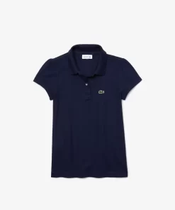 Lacoste Mädchenkleidung> Madchen-Poloshirt Aus Mini-Pique Mit Verspieltem Kragen Navy Blau 166