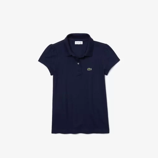 Lacoste Mädchenkleidung> Madchen-Poloshirt Aus Mini-Pique Mit Verspieltem Kragen Navy Blau 166