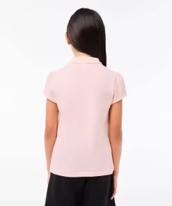 Lacoste Mädchenkleidung> Madchen-Poloshirt Aus Mini-Pique Mit Verspieltem Kragen Hellrosa T03