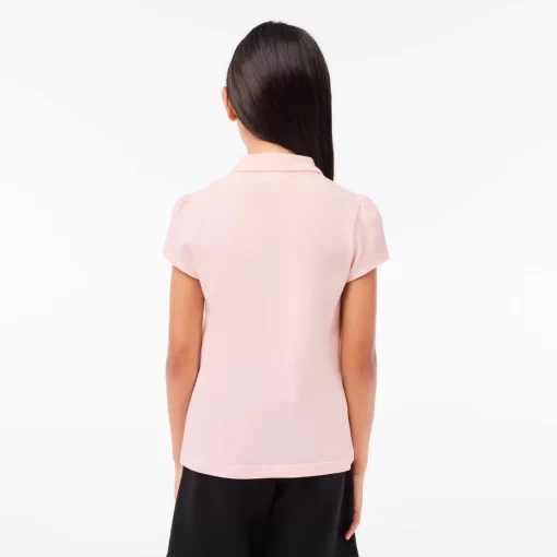 Lacoste Mädchenkleidung> Madchen-Poloshirt Aus Mini-Pique Mit Verspieltem Kragen Hellrosa T03