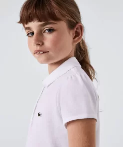 Lacoste Mädchenkleidung> Madchen-Poloshirt Aus Mini-Pique Mit Verspieltem Kragen Weis 001