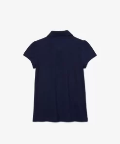 Lacoste Mädchenkleidung> Madchen-Poloshirt Aus Mini-Pique Mit Verspieltem Kragen Navy Blau 166