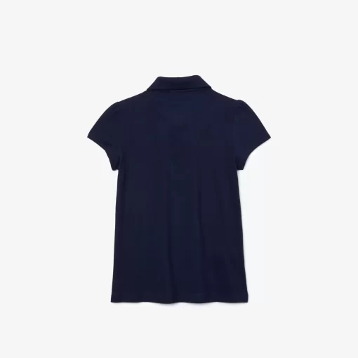 Lacoste Mädchenkleidung> Madchen-Poloshirt Aus Mini-Pique Mit Verspieltem Kragen Navy Blau 166