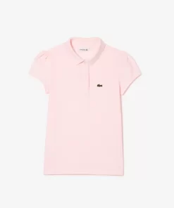 Lacoste Mädchenkleidung> Madchen-Poloshirt Aus Mini-Pique Mit Verspieltem Kragen Hellrosa T03