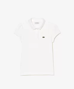 Lacoste Mädchenkleidung> Madchen-Poloshirt Aus Mini-Pique Mit Verspieltem Kragen Weis 001