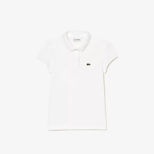 Lacoste Mädchenkleidung> Madchen-Poloshirt Aus Mini-Pique Mit Verspieltem Kragen Weis 001