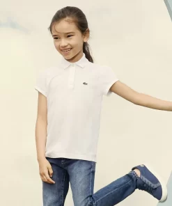 Lacoste Mädchenkleidung> Madchen-Poloshirt Aus Mini-Pique Mit Verspieltem Kragen Navy Blau 166